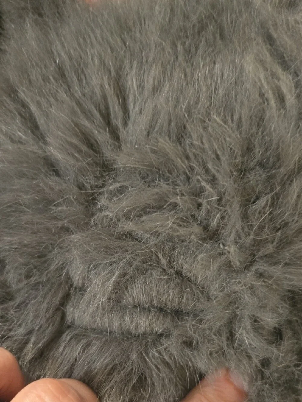 Plush Gray Faux Fur Kids Animal Hat with Ear Flaps and Pom